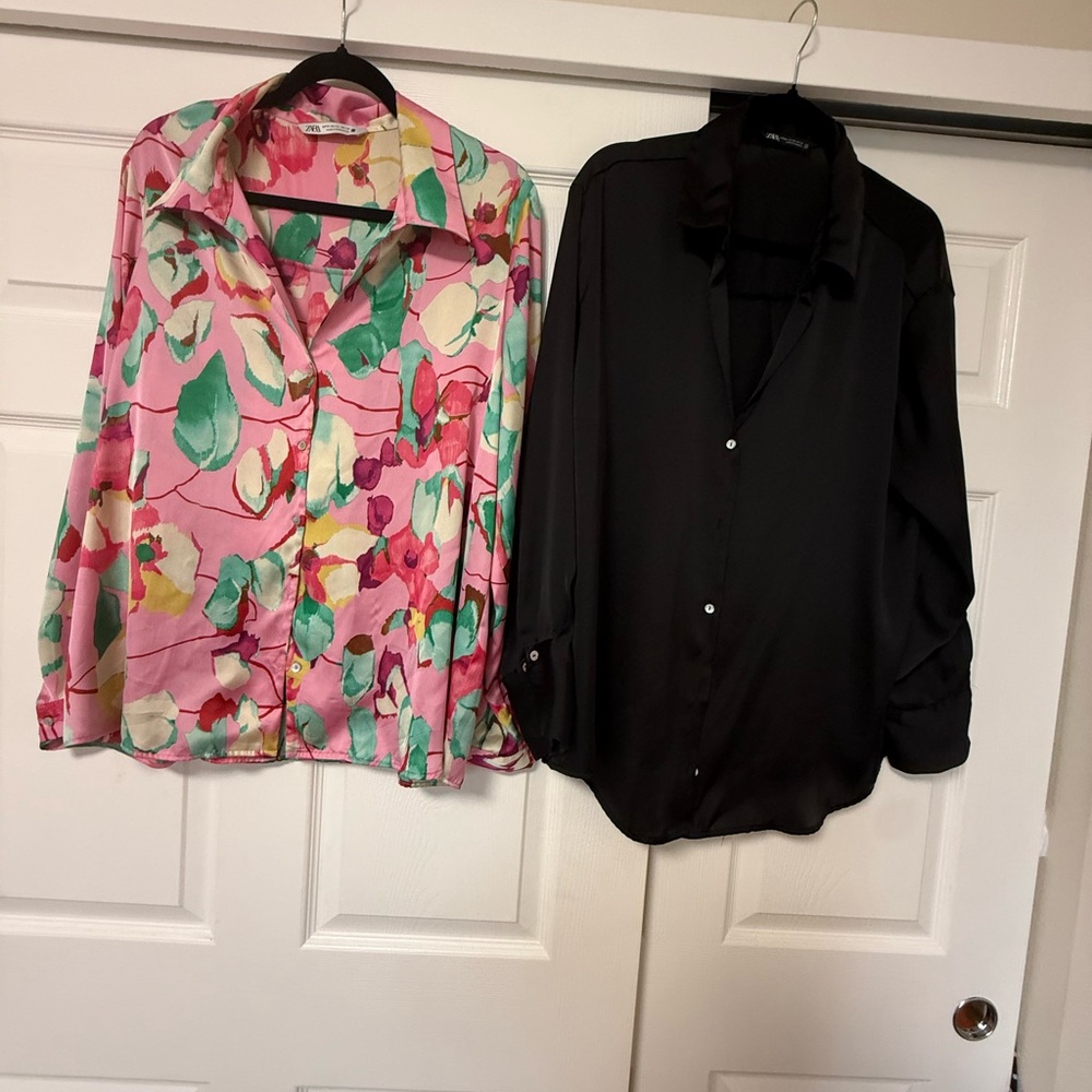 Zara Elegant Black Blouse and floral Blouse xxl and floral both , lot of two